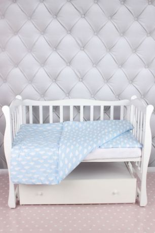 Комплект постельного белья детский AmaroBaby Baby Boom, облака, голубой, бязь, 3 предмета