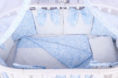 Комплект постельного белья детский AmaroBaby Элит Premium, бязь, голубой, 18 предметов