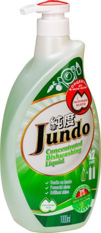 Эко гель для мытья посуды и детских принадлежностей Jundo Green Tea with Mint, с гиалуроновой кислотой, концентрированный, 1 л