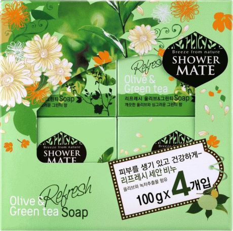 Мыло косметическое Shower Mate Оливки и зеленый чай, 4 шт х 100 г
