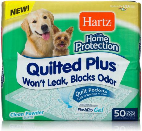 Одноразовая пеленка для собак Hartz Quilted Plus Dog Pads, H15704, с простежкой, 53 х 53 см, 50 шт