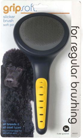 Пуходерка для собак и кошек, J.W. Grip Soft Slicker Brush, JW65002, большая