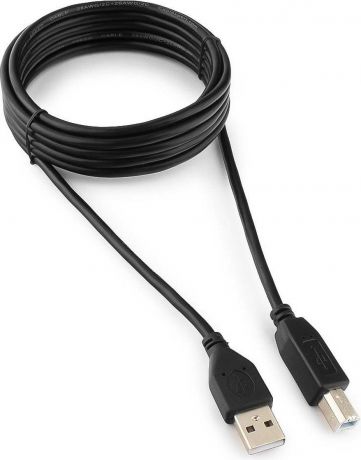 Кабель USB 2.0 AM/BM GembirdCablexpert CCP-USB2-AMBM-10 3m, экран,золот. контакты, черный, пакет