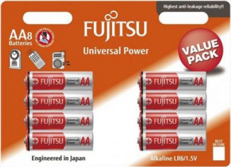Батарейка щелочная Fujitsu Universal Power, 94990, тип АА, 8 шт