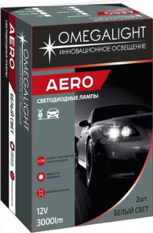 Автолампа OmegaLight Aero, светодиодная, OLLEDH3AERO-2, H3, 3000 lm