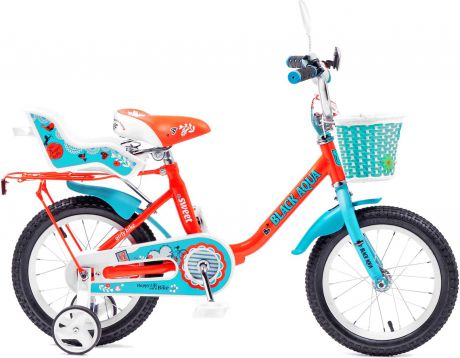 Велосипед детский Black Aqua Sweet, KG1203, со светящимися колесами, колесо 12", алый, бирюзовый
