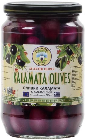 Оливки с косточкой Монастырские оливы "Каламата", 700 г