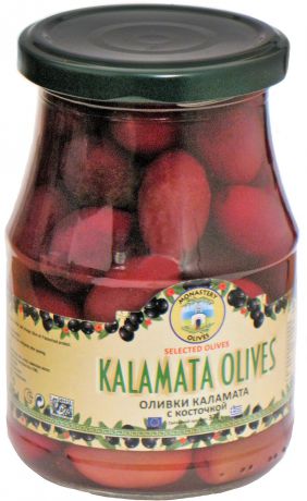 Оливки с косточкой Монастырские оливы "Каламата", 370 г
