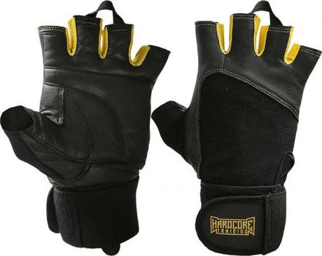 Перчатки атлетические Hardcore Training, черный, желтый, размер XL