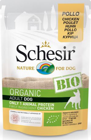 Корм консервированный Schesir Bio, для собак, курица, 85 г