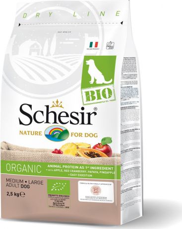 Корм сухой Schesir Bio, для собак, домашняя птица, 2,5 кг