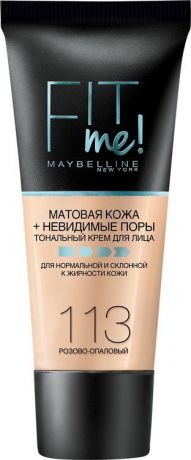 Тональный крем Maybelline New York Fit Me, матирующий, скрывающий поры, тон 113, розово-опаловый, 30 мл