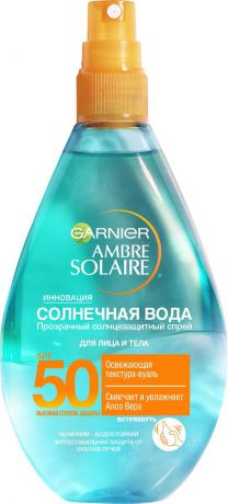 Спрей освежающий Garnier Ambre Solaire "Солнечная вода", с алоэ вера, SPF 50, 150 мл