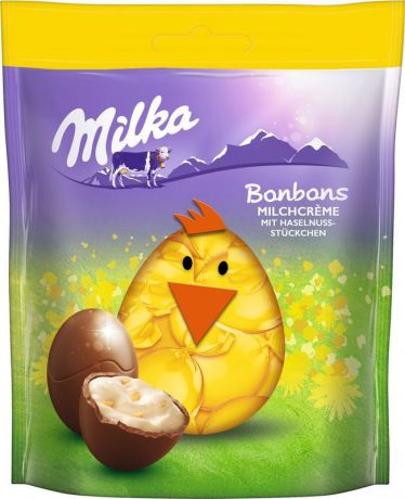 Шоколад Milka молочный в форме яйца с дробленым фундуком, 86 г