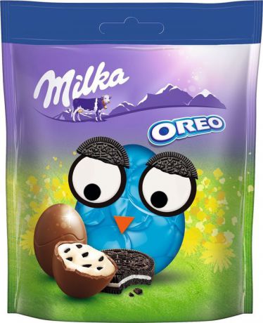 Шоколад Milka молочный в форме яйца с кусочками печенья Oreo, 86 г