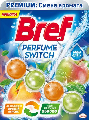 Подвесной туалетный блок Bref Perfume Switch, сочный персик - яблоко, 50 г