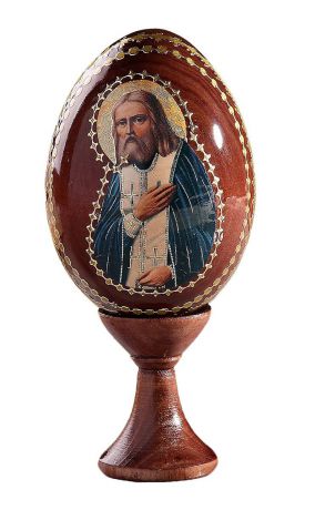 Яйцо сувенирное "Серафим Саровский", на подставке, 695271
