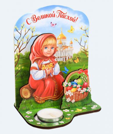 Настольный сувенир со свечой "С Великой Пасхой!", 3845004, 11,3 х 13,5 см