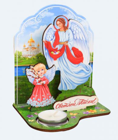 Настольный сувенир со свечой "Светлой Пасхи!", 3845003, 11,3 х 13,5 см