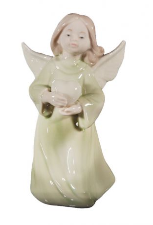 Фигурка декоративная "Ангел в зеленом платье с сердцем в руках", 2598919, 14 х 7,8 х 6 см