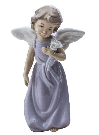Фигурка декоративная "Ангел в сиреневом платье с цветами", 2588112, 18,5 х 11 х 5,5 см