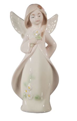 Фигурка декоративная "Ангел-девочка в розовой накидке с цветами", 17,5 х 8,5 х 5,5 см