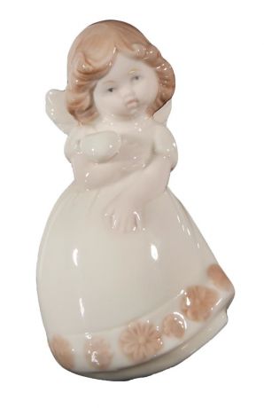 Фигурка декоративная "Ангелочек с щечками в молочном платье и с сердцем", 11,5 х 6,5 х 4,8 см