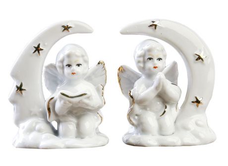 Фигурка декоративная "Ангелочки на месяце", 8,2 х 6 х 4,3 см, 2 шт