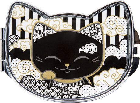 Зеркало карманное Mani The Lucky Cat, MF103, черный, белый, 7,8 х 5,8 см