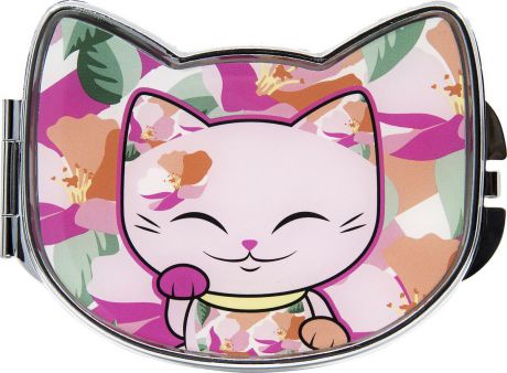 Зеркало карманное Mani The Lucky Cat, MF106, розовый, 7,8 х 5,8 см