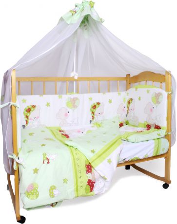 Комплект детского постельного белья "Мишкин сон", зеленый, 7 предметов
