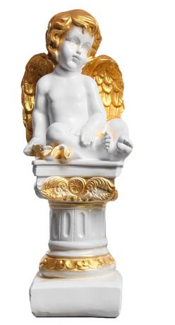 Статуэтка Premium Gips Ангел на колонне, 1067150, белый, золотой, 16 х 16 х 41 см