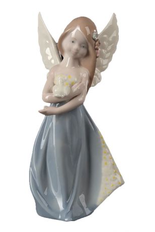 Фигурка декоративная "Ангел-девочка в голубом платье с ромашками и голубкой", 20 х 9 х 6,5 см