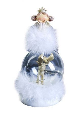 Световой шар "Ангелочек-принцесса пушок с олененком", 22 х 10 х 10 см