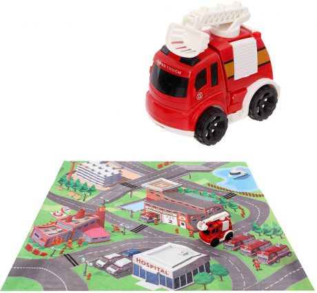 Игровой набор игрушек Пожарная служба, с игровым ковриком и инерционной машиной, 2611582