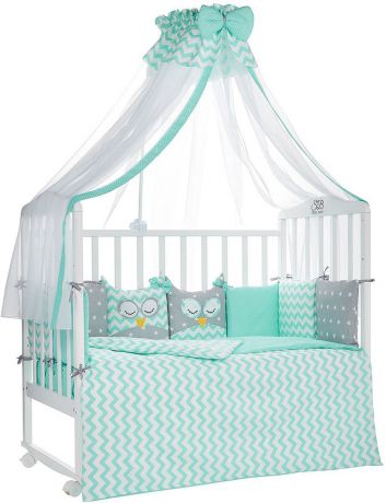 Комплект в кроватку Sweet Baby Civetta Verde, 421014, бирюзовый, 7 предметов