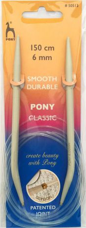 Спицы для вязания Pony, круговые, 50513, серый, диаметр 6 мм, длина 150 см, 2 шт