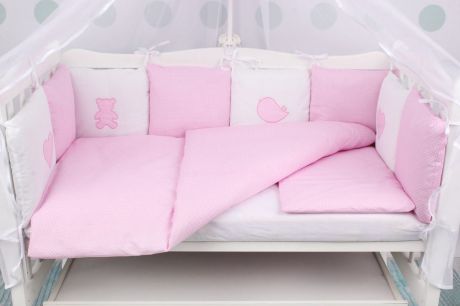 Комплект постельного белья детский AmaroBaby Кроха Premium, розовый, 18 предметов