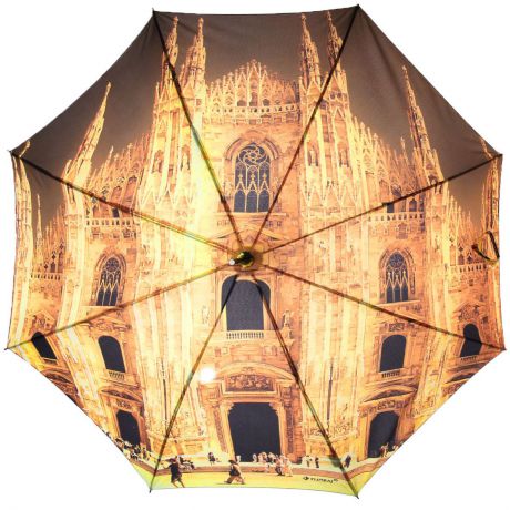 Зонт-трость Flioraj "Миланский собор", полуавтомат, оранжевый