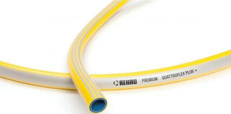 Шланг поливочный Rehau "Премиум" Quattroflex Plus+, 10976471700, желтый, серый металлик, 13 мм (1/2"), 50 м
