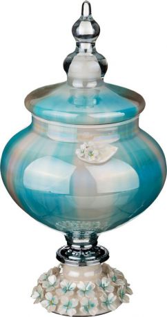 Декоративная чаша Lefard с крышкой, 316-1055, бирюзовый, высота 33 см