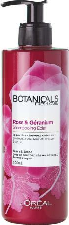Шампунь для волос L'Oreal Paris Botanicals Роза & Герань, увлажняющий, для окрашенных и тусклых волос, 400 мл