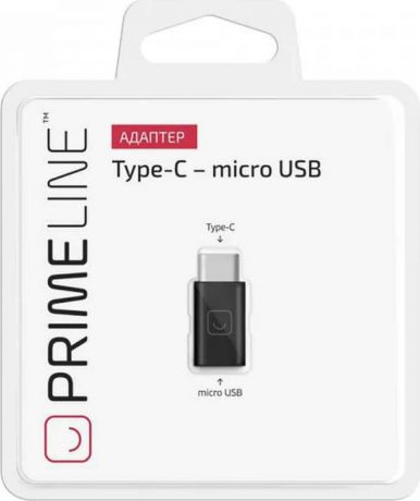 Адаптер Prime Line micro USB-Type-C, черный