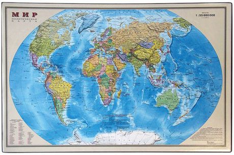 Настольное покрытие OfficeSpace Карта мира, 194915, разноцветный, 38 х 59 см