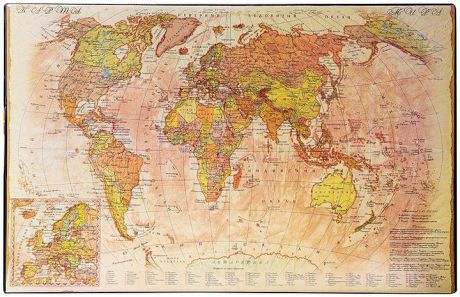 Настольное покрытие OfficeSpace Карта ретро, 194916, разноцветный, 38 х 59 см