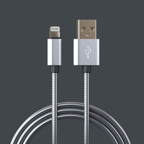 Кабель Qumann Lightning - micro USB 2,4А, 20221, серебристый, 1 м