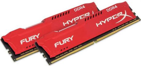 Комплект модулей оперативной памяти Kingston HyperX Fury DDR4 DIMM, 16GB (2х8GB), 2666MHz, CL16, HX426C16FR2K2/16, red