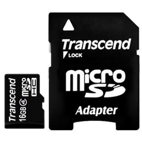 Transcend microSDHC class 4 16GB карта памяти с адаптером