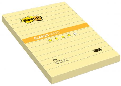 Бумага для заметок "Post-it", с липким слоем, цвет: желтый, 100 листов
