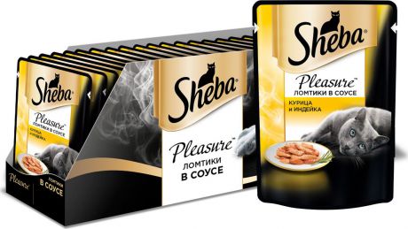 Консервы для взрослых кошек Sheba "Pleasure", с курицей и индейкой в соусе, 85 г х 24 шт